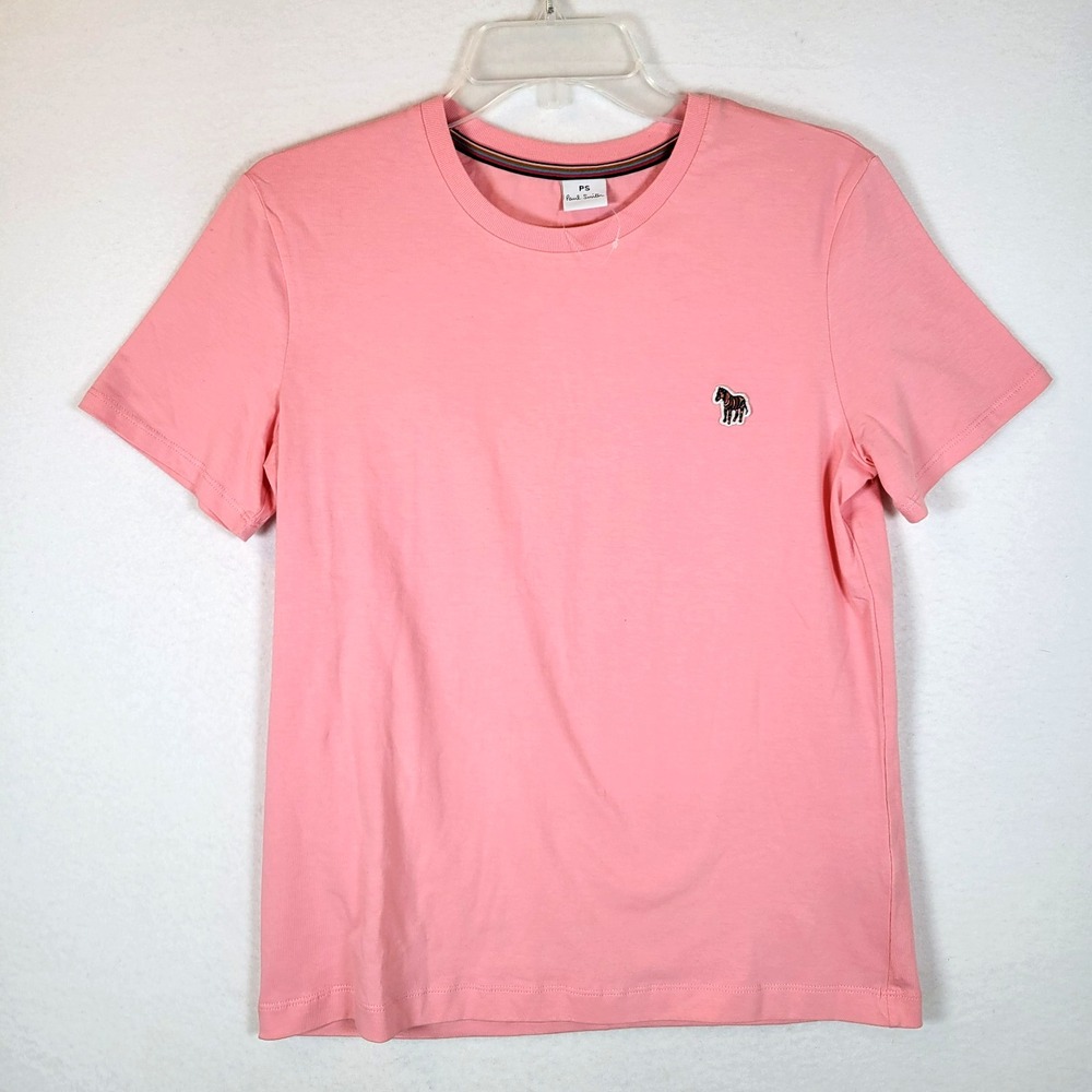 PS Paul Smith Womens Organic Cotton Zebra Logo T-Shirt Size Large Pink